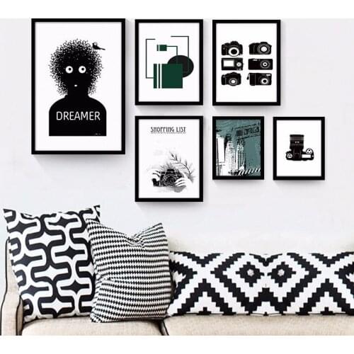 Modern Nordic Black And White Vintage Retro Camera Poster Print Wall Art Canvas Painting Kitchen Home Decor No Frame
