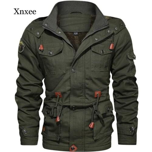 Warm Mens Parka Winter Jacket Fleece Multi-Pocket Casual Tactical Army Jacket Men Plus Size 5Xl Hooded Jaquetas Masculina