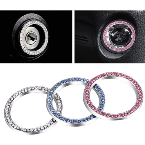Car Goods Car Interior Engine Ignition Start Stop Push Button Switch Button Cover Trim Car Sticker Diamond Ring Car Accessories