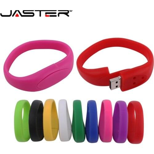 JASTER USB 2.0 Personalized Cartoon Color Portable Bracelet USB Flash Drive 4GB 8GB 16GB 32GB 64GB Holiday Gift U Disk Bracelet