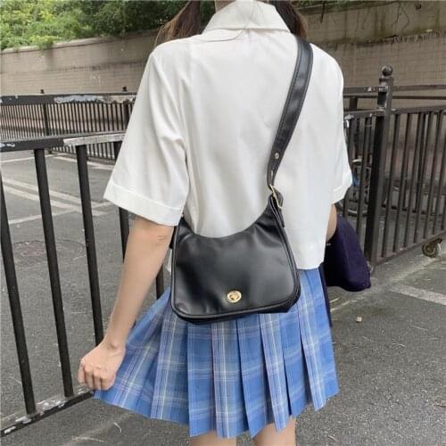 Vintage Women Shoulder Crossbody Bag Soft PU Leather Ladies Baguette Underarm Bags Elegant Fashion Female Handbags Small Tote