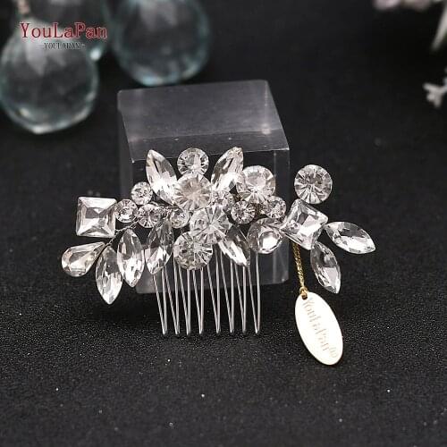 YouLaPan HP88 Bridal Hair Comb Silver Color Headpieces Handmade Rhinestones Headdress Wedding Bridal Hair Accessories Hair Clips