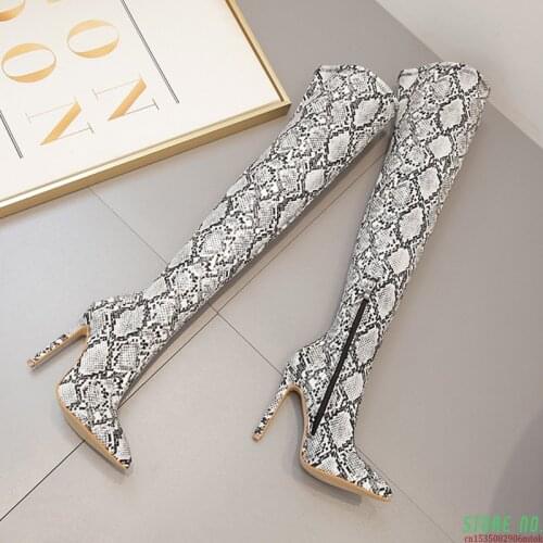 2021 Faux Suede Super High Heels Women Thigh High Boots Elegant Thin Heeled Stretch Over The Knee Boots Autumn Winter Long Boots