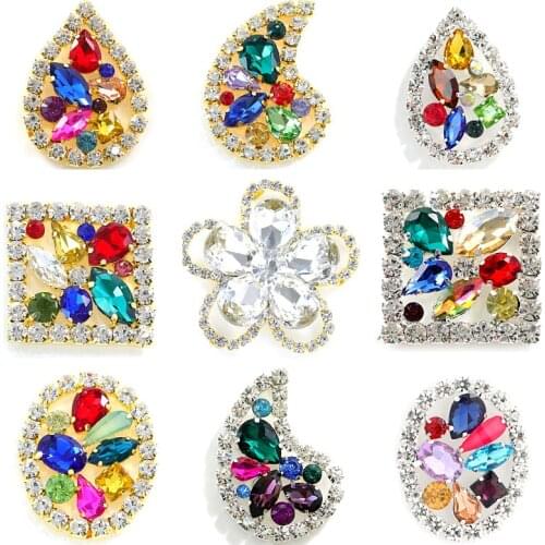 Teardrop Glass Crystal Sew On Rhinestone Appliques With Gold Bottom Flatback стразы Sew On Claw Rhinetones Wedding Dress B3693