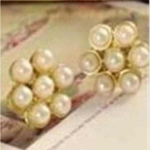 2020 new Female Popular White Beads Simulated Pearl flower Shape Stud Earrings for Women Jewelry