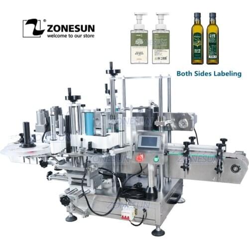 ZONESUN ZS-TB300M High Speed Automatic Flat Bottle Labeling Machine Single or Double Sides Sticker Label Applicator