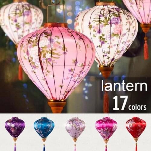 1Pc Vintage Silk Lanterns Vietnam Japan Lantern Floral Pattern Lantern For New Year Spring Festival Party Home Decor