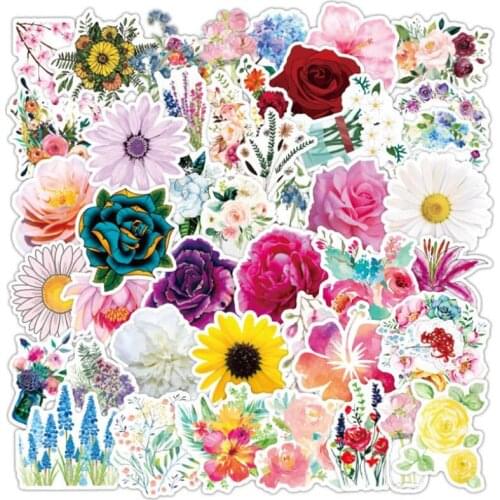 10/30/50 PCS Girl Pretty Flower Cartoon Graffiti Laptop Backpack Luggage Skateboard Guitar Waterproof Sticker Wholesale