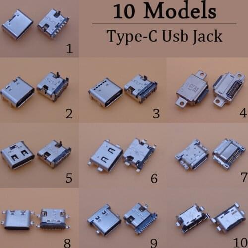 10Models For Samsung Xiaomi Huawei ZTE Micro USB Type C Female jack Connector Charging Dock port Plug Type-C Socket