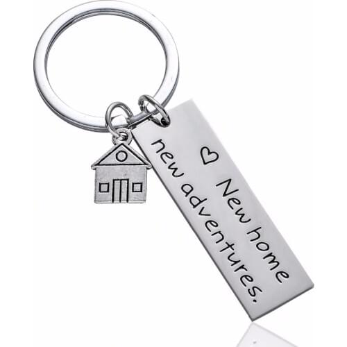 12PC/Lot Charm New Home New Adventures House Keychain Stainless Steel Keyring Father Mother Family Couple Jewelry Gift Key Chain