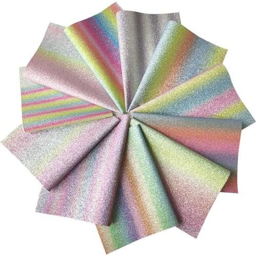 135x30cm Dark Rainbow Printed Fine Glitter PU Soft Faux Leather Fabric For Making Bag Decoration Earrings Craft Bow Keychain