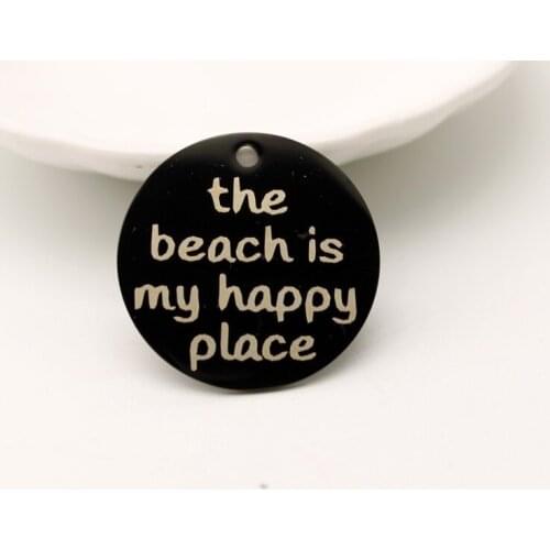 20pcs Stainless Steel Sea Beach Charm The Beach Is My Happy Place Charms Pendant For DIY Handmade Accessories