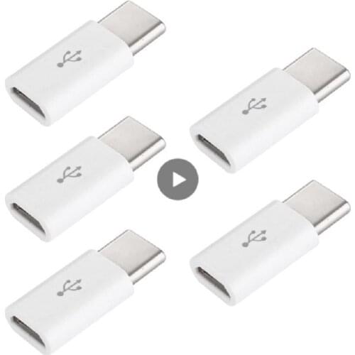 5 PCS Exquisite Small Micro To USB-C Type-C USB 3.1 Data Charging Adapter black white ABS Convenient General For Smart Product
