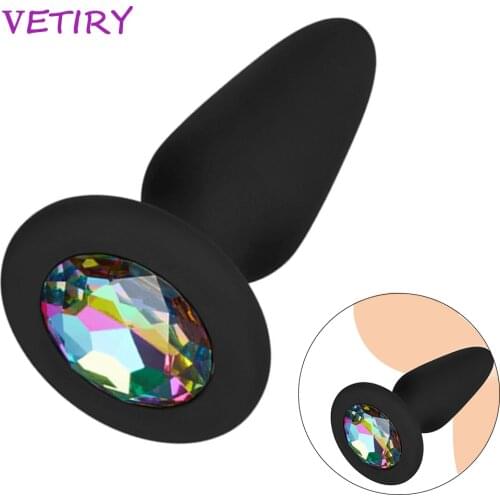 VETIRY Anal Plug Silicone Butt Plug Unisex Sex Stopper With Crystal Jewelry Adult Toys for Men Women Anal Trainer for Couples