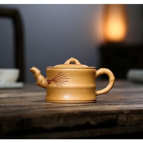 Authentic Bamboo Teapot Yixing Teapots 120ml Clay Ceramic Chinese Handmade Kung Fu Set Zisha Porcelain Kettle Sets