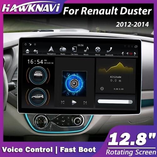 Hawknavi 12.8" Android Car Radio Touch Tcreen For Renault Duster 2012-2014 GPS DVD Radio Navigation PX6 DSP Headunit Carplay