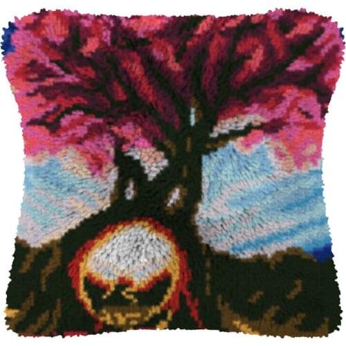 Love tree Pillow Case Canvas Acrylic Yarn Latched Hook Pillow Kits Crochet Cushion Cover Latch Hook Cushion
