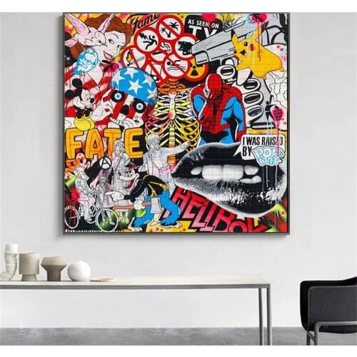 Spiderman Doodle Canvas Painting Comic Figure Street Graffiti Posters Wall Modern Interior decoration painting Cuadros Decor