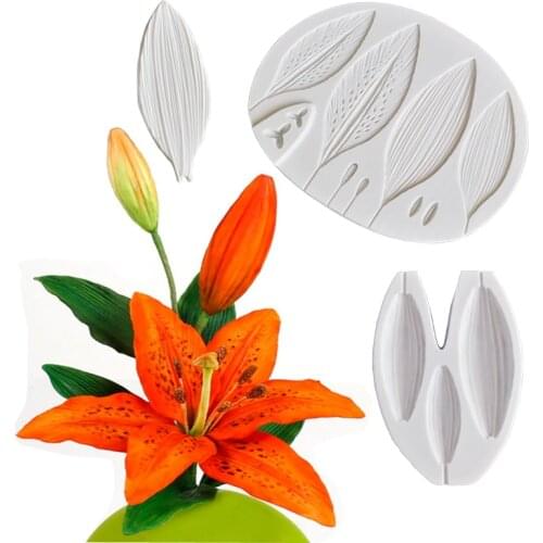 Flower Lily Leaf & Bud Veiners Silicone Mould Fondant Cake Decorating Tool Gumpaste Sugarcraft Chocolate Form M239598