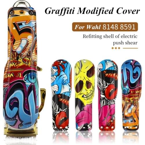 For Wahl 8148 8591 Electric Push Shear Fashion Graffiti Pattern Upper Modified Cover Shell Individual Shell DIY Tool G1117