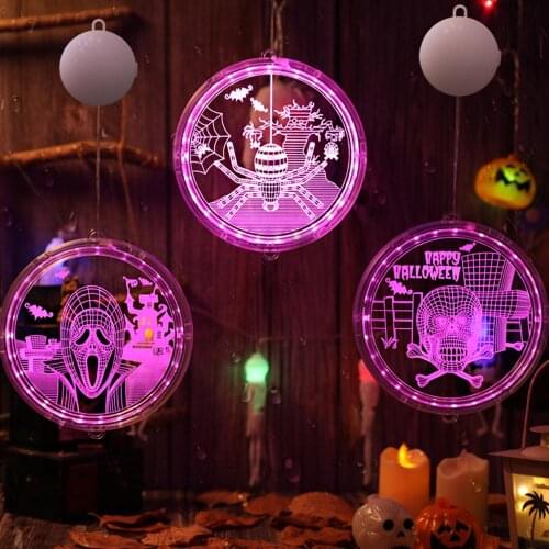 FENGRISE Skull Pumpkin Spider Halloween LED Light Ornament 2021 Halloween Decoration for Home Horror Hallowen Party Supplies
