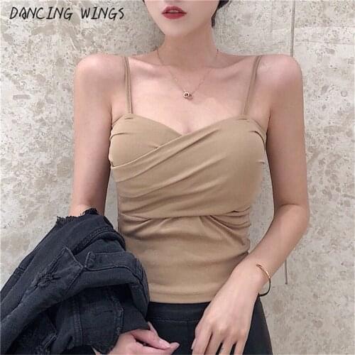 DANCING WINGS Hot Sale Summer Vest Padded Ladies Women Sexy Backless Camisole Solid