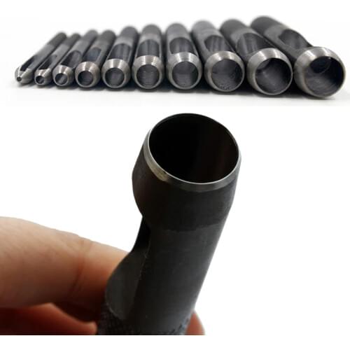 10 Pcs Round Carbon Steel Leather Craft Shank Hollow Hole Punch 1mm-10mm for Leather Belt Band Gasket Tools 66CY