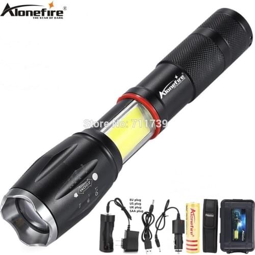 AloneFire G701 Multifunction Zoom Led flashlight 5000lm CREE XML T6 Torch COB lantern Lamp Magnet AAA 18650 Rechargeable battery