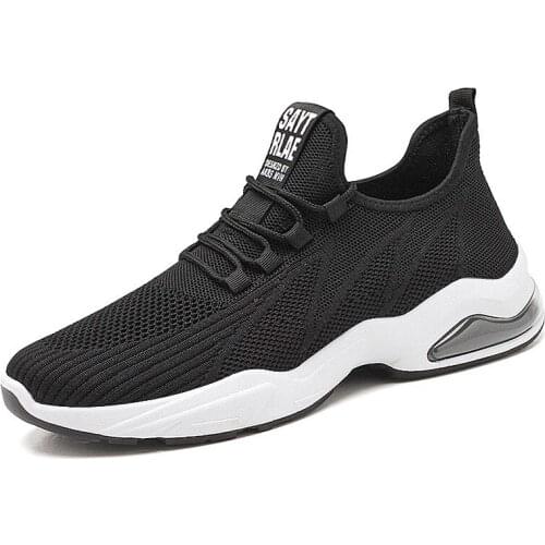 YSHUNIJ 2021 Mens Flying Woven Mens Shoes Trend Air Cushion Running Shoes Student Sports Leisure Sports Mens Shoes