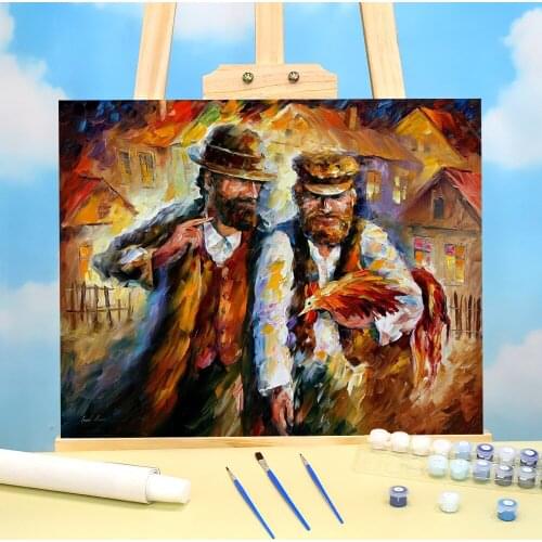 Two Friends And Rooster Painting By Numbers Complete Kit Acrylic Paints 40*50 Canvas Painting Handmade For Handicraft