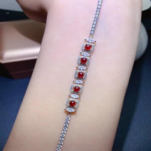 Natural Heated Ruby Women Bracelet Party 925 Sterling Silver Pigeon Blood Red Real Gemstones Fine Jewelry Gifts Top Quality 3*4M