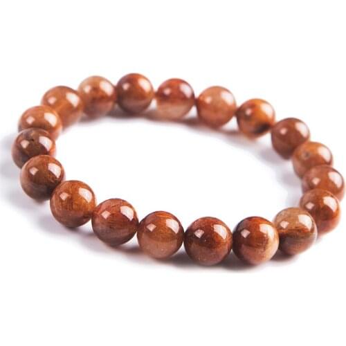 Natural Genuine Copper Needle Rutilated Quartz Crystal Men Powerful Beads Bracelet 10MM