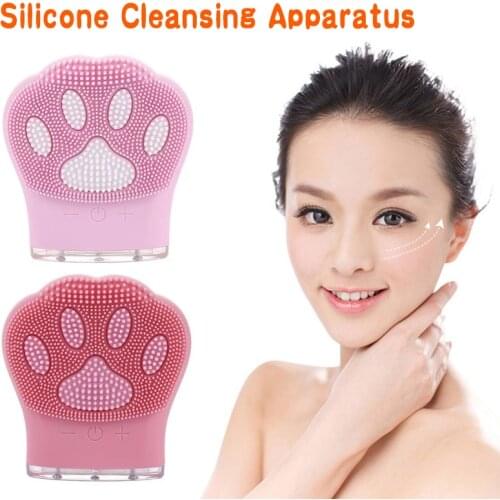 Newly Silicone Facial Cleansing Brush Cute Cat Claw-shaped Electric Cleansing Instrument Massage Face Pore Cleaner Exfoliator