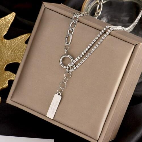 Stainless steel Tassel Necklace splicing chain new fashion beautiful female gift square brand Pendant Jewelry Charm