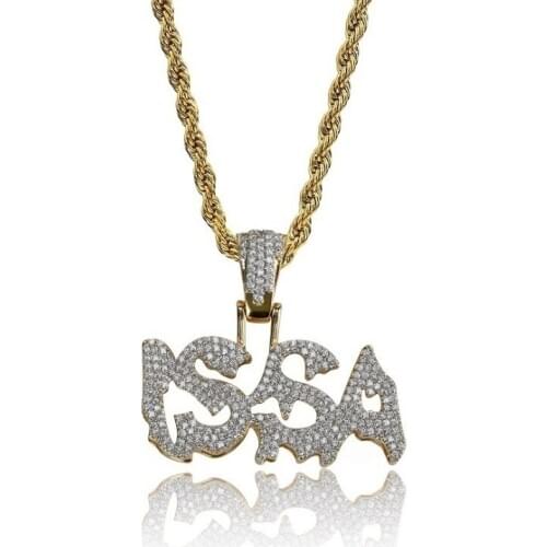 Classic Fashion Letter Pendant Necklace Metal ISSA Letter Ladies Men Hip Hop Jewelry