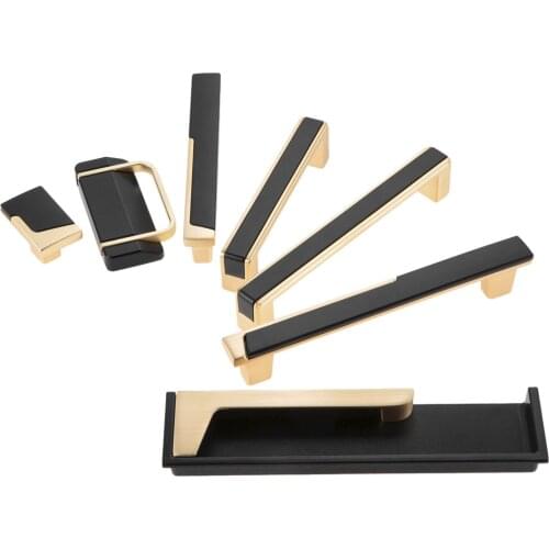 Modern Handle Simple Pull Golden&Black Contrast Color Panel Knob w/screw Creative Decor Door Kitchen Bath Cabinet Drawer Fashion