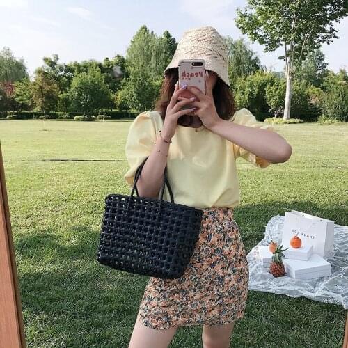 PVC Woven Bag Fashion Designer Womens Handbags Shopper Basket Bohemian Plastic Female Tote Bag Large Capacity Summer Beach Bag
