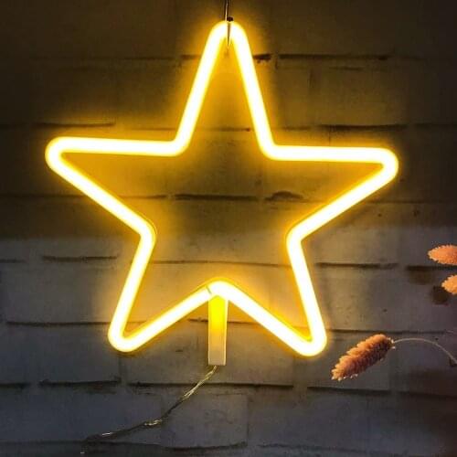 Led Neon Light Sign Star Night Light Xmas Wedding Party Holiday Kids Room Home Decorations Neon Lamp Powered by USB AA Battery