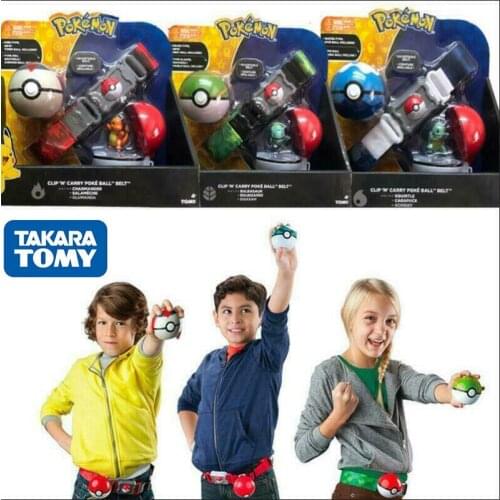 TAKARA TOMY Pokemon Girdle Kawaii Anime Figure Poke Ball Pikachu Squirtle Snorlax Pokeball Figures Gift Lovely Kids Toys