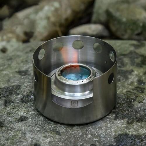 Outdoor Windproof Alcohol Stove Burner Portable Stainless Steel Boiler Multiple Uses Camping Home Cooking Cycling