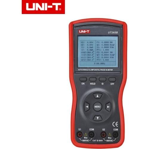 UNI-T UT265B Auto Double Clamp Digital Phase Meter Volt Ammeter Power Factor Tester with LCD Backlight