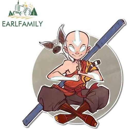 EARLFAMILY 13cm x 12.3cm for Avatar Aang Car Stickers Refrigerator 3D Anime Graphics Vinyl Occlusion Scratch Waterproof Decal