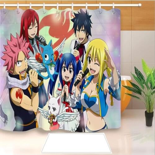 High Quality Anime Fairy Tail 3D Printed Shower Curtains Bath Products Bathroom Decor with Hooks Waterproof 04