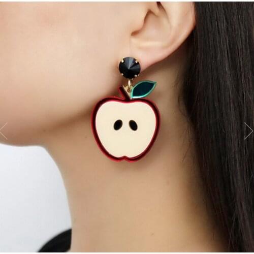 2021 Women Punk Earrings Apple Pandent Earrings Charm Hip Hop Girls Gift Cute Stud acrylic jewelry Evening Party Earring