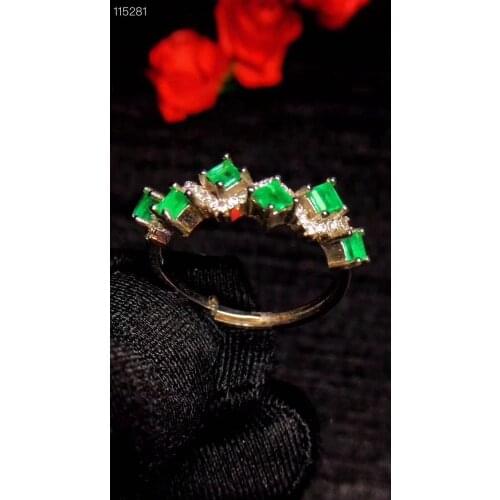 Natural emerald ring fashionable gem quality 925 silver 3mm