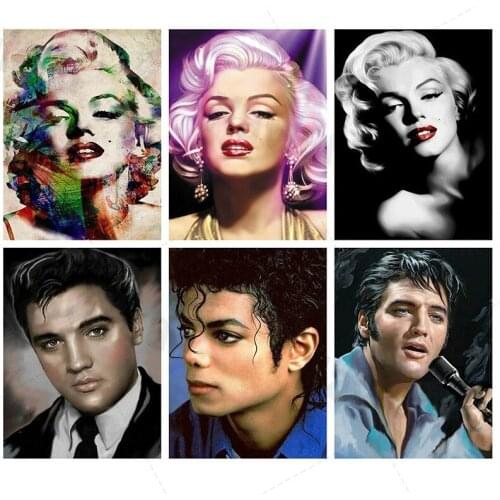 Famous Star 5D Diy Diamond Painting Marilyn Monroe Elvis Square Cross Stitch Rhinestone Embroidery Home Decor Handmade Products