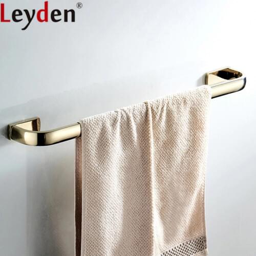 Leyden Golden Solid Brass Lavatory Single Towel Bar Wall Mounted Towel Holder Towel Rack Rail Bathroom Accessories