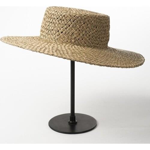 202008-HH7187 Natural seaweed knitting flat fedoras cap men women leisure panama hat