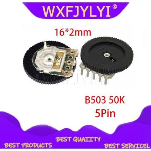10pcs Double Gear tuning potentiometer B503 50K 5Pin 16*2mm Dial Potentiometer