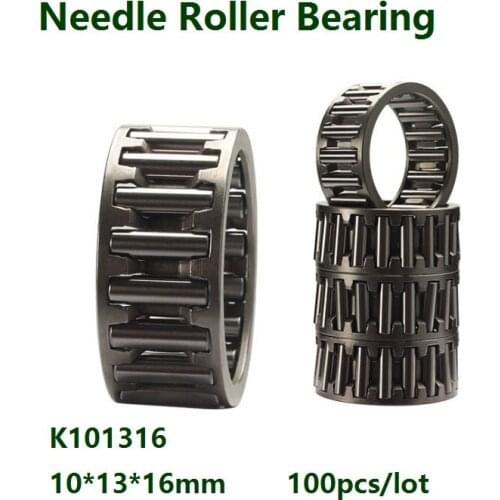 100pcs/lot K101316 K10X13X16 10x13x16mm Radial Needle roller and cage assemblies 10*13*16mm Needle Roller Bearing
